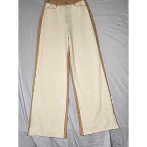 LE LIS Collection Two Tone Pants Wide leg‎ 100% Cotton Women Med